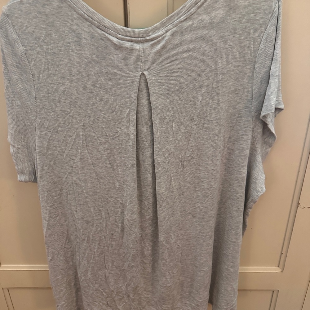 Athleta Light Gray Ribbed Tee - Picture 5 of 6